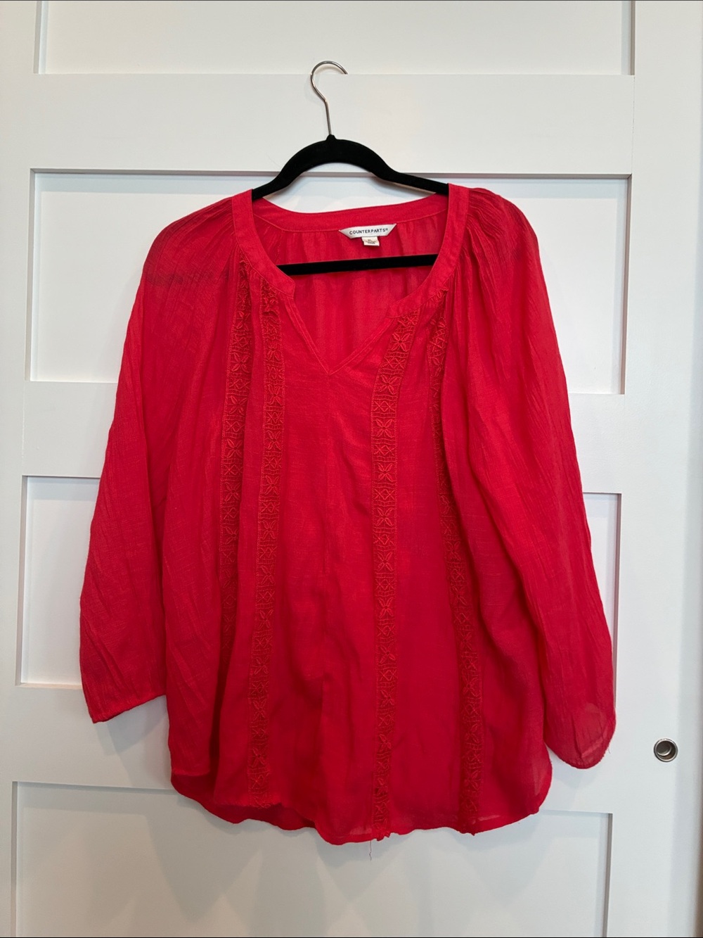 Counterparts Bright Pink V-Neck Embroidered Tunic